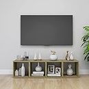 DCRAF Nice Entertainment Centes & Muebles de TV - Muebles para TV (4 piezas, color blanco y roble Sonoma, 37 x 35 x 37 cm, madera de ingeniería)