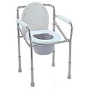 Veayva Commode Chair Cum Stool For Adults, Toilet Chair With Pot, Adjustable Height, Potty Chair For Patients & Old People, Strong Frame, Lightweight & Comfortable, 3-In-1 Use, Grey