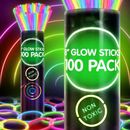 100 Ultra-bright Glow Sticks, 8 Colors, Great For Glow-in-the-dark Party Supplies, Neon Themed Party Favors, Can Be Assembled Into Luminous Bracelets, Luminous Necklaces, Etc