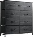 WLIVE 9 Drawers Fabric Dresser Bedroom Chest Furniture Tower Rustic Storage