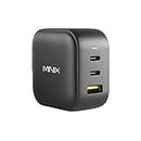 MINIX 66W Turbo 3-Port GaN Wandladegerät 2 x USB-C Schnellladegerät, 1 x USB-A Schnellladung 3.0, kompatibel mit MacBook Pro Air, iPad Pro, iPhone 14, Max XR XS X SE2, Galaxy und mehr (NEO P1).