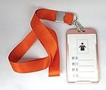 ELEGANTE Aluminum ID Card Holder Vertical with Lanyard for Office/School/College (Rose Gold & Orange)