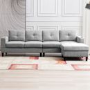 Convertible Sectional Sofa with 2 Cup Holders, 4 Seat L-Shaped Sofa Couches