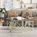Nesting Coffee Table Set of 3 with Tempered Glass Top