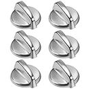 Upgraded WB03T10284 PS2321076 Burner Control Knobs 6 Pack Stainless Steel Finish - Fit for General Electric GE Range/Stove/Oven Knob - Replaces 1373043 AP4346312 AH2321076 EAP2321076
