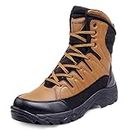 Bacca Bucci® Flame Original 7-Eye Moto Inspired Mild Water Proof High top Ankle Snow Boots for Men- Brown, Size UK9