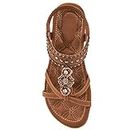 Womens Flat Sandals Comfort Walking Shoes Casual Beach Shoes Dressy Summer Jeweled Bohemian Flats for Woman