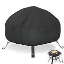 LBTING Fire Pit Cover, 32 inch Cover for 24-32 inch Round Firepit, Waterproof Windproof Dustproof UV-Resistant Heavy Duty Cover for Outdoor Patio Firepit Table - Black