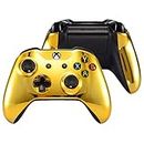 eXtremeRate Chrome Gold Top Shell Front Housing Faceplate Replacement Parts with Side Rails Panel for Xbox One X & One S Controller (Model 1708)