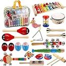 Yopay Toddler Musical Instruments, Kids Wooden Percussion Instruments Toys, Baby Rhythm Music Education Toys Set for Preschool Educational Early Learning, Boys and Girls with Storage Bag