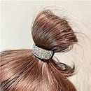 Wendalern Boho Strass Ponytail Holder Puños Geométrico Elástico Scrunchies Cinta para el pelo con cola de caballo de cristal plateado Accesorios para el cabello para mujeres y niñas