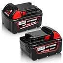 TOPBATT 2Pack 5000mAh 18V Battery Replacement for Milwaukee 18V Battery for Milwaukee M18, M18B5, M18B4 Battery Compatible with M18BMT, HD18CS0, HD18AG0, M18FID2 Cordless Power Tools