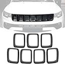 JeCar Grille Inserts ABS Front Grill Cover Exterior Accessories for Jeep Compass MP 2017-2020, Carbon Fiber Finish
