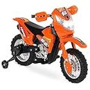 Best Choice Products Kids 6V Ride On Motorcycle w/Treaded Tires, Working Headlights, 2mph Top Speed, Training Wheels, Realistic Sounds, Music, Battery Charger - Orange