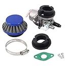 Carburador Carby + filtro de aire azul + pila para 2 tiempos 47 cc 49 cc piezas de motor Mini Kids ATV Dirt Pocket Bike Minimoto
