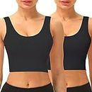SIMIYA Women Seamless Sports Bra 2 Pack Wireless Yoga Bralette No Pad Comfort Bra Compression Crop Tops Vest for Running Sports Fitness (2 Pack Black, XXL)