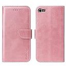 LOLFZ Wallet Case for iPhone 6 Plus 6S Plus, Vintage Leather Book Case with Card Holder Kickstand Magnetic Closure Flip Case Cover for iPhone 6 Plus 6S Plus - Rose Gold