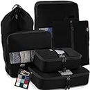 Gorilla Grip 6 Piece Packing Cubes Set, Space Saving Organizers for Suitcases and Luggage, Mesh Window Bags, Travel Essentials for Carry On Clothes, Shoes, Toiletry Accessories Cube with Zipper, Black