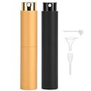 Segbeauty Travel Perfume Refillable Bottle, Perfume Atomiser, 2pcs 10ml Portable Perfume Sprayer, Atomizer Bottle for Purse, Leakproof Scent Pump Case for Traveling and Outgoing (Black, Gold)