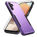 Asuwish Phone Case for Samsung Galaxy A13 5G with Tempered Glass Screen Protector Cover and Slim Hybrid Full Body Protective Cell Accessories A04S M13 G5 A 13 2022 13A A135G SM A136U Women Men Purple