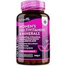Multivitamines et minéraux pour femmes - 24 vitamines et minéraux actifs essentiels, y compris la biotine et l'acide hyaluronique - 180 comprimés végans - Fabriqué par Nutravita