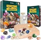 Mega Gem Dig Kit - Dig up 15 Real Gemstones - Great Science, Gemology, Mining Gift Kids, Boys Girls - Rocks, Minerals, Excavation Toys