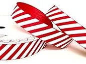 Bertie's Bows Red Candy Stripe 16mm Grosgrain Ribbon on 3m Length (N.B This is a Cut from a roll, Presented on a Ribbon Card)