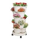 Hourleey Strawberry Planter, 5 Tier Stackable Gaden Tower for Flowers, Vegetables, Grow Your Own Herb Garden Vertical Oasis of Vegetables and Succulents