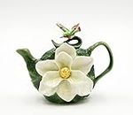 Cosmos Gifts 56647 Porcelain Magnolia Flower Teapot with Hummingbird 4 5/8"H