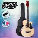 Alpha 38” Inch Full-Size Acoustic Guitar Wooden Folk Classical Cutaway Steel