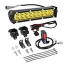 AUTOVIC Light Bar Kit 7in Amber Motorcycle Front Light Bar with USB Socket Charger Switch Bright Off Road Light Bar for Honda CRF110 KLX110 TTR110 YZ250F Dirt Bike Plug and Play,1 Year Warranty
