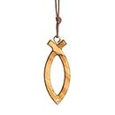 Jesus fish ichthus olive wood symbol cross necklace handmade in Nazareth