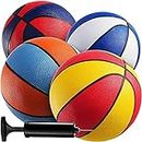 Bedwina Mini Basketball with Pump - 7 Inch, Size 3 Basketball Pack of 4 -Assorted Colors Small Basketball for Kids Set for Indoor, Outdoor, Pool Parties, Small Hoops Kids Basketball Arcade