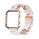 Ayeger Resin Band Compatible with Fitbit Blaze,Women Men Metal Frame Housing+ Resin Accessory Band Wristband Strap Blacelet (Bubbly Nougat White)