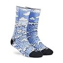 DYNAMOCKS Men & Women Crew Length Socks (Waves) (Pack of 1 pair; Multicolour; Anti-Odour; Breathable; Durable) (Small-Fits Shoe Size India/UK 4-7)