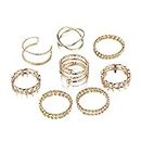 Jewels Galaxy Best Valentine Gifts Jewellery for Women Combo of 8 Gold Plated Rings (Mixed Sizes) (JG-PC-RNG-910)