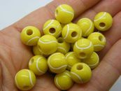 35 Tennisball Perlen 12 mm gelb weiß Acryl SP93