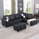 Sofa Sectional Sofa, L-Shape Faux Leather Sectional Sofa Couch Set with Chaise