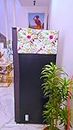 Neutral Floral Premium Fridge Top Cover With Pockets- Anti Dust Refrigerator Cover for Samsung, Haier, LG, Voltas Beko - FITS: Side by Side Door Fridge Above 500 L Fridge capacity-SIZE: 60x140 cms