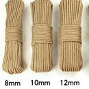 8/10/12mm 50M Nature Jute Rope Twisted Braided Cord Home Garden DIY Materials
