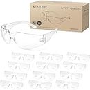 TICONN 12 Clear Safety Glasses for Men, Safety Goggles with Scratch Impact Resistant Meets ANSI Z87.1 Standard (12 Pack)