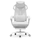 GTRACING Gaming Chair, Computer Chair with Mesh Back, Ergonomic Gaming Chair with Footrest, Reclining Gamer Chair with Adjustable Headrest and Lumbar Support for Gaming and Office (White)