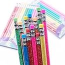 Trusmile Unicorn Glitter Pencils with Eraser Top Stationery Office Supplies for Girls, Kids (Multicolor, Pencil)