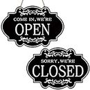 AIEX Open and Closed Business Sign, Double Sided Reversible Come in We're Open and Sorry We're Closed Sign Store Hanging Sign for Restaurant Club Cafe Hotel (11.8 x 7.9 Inch)