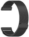 ProLook Compatible with Fitbit Versa 3 Bands Women Men, Stainless Steel Metal Replacement Mesh Straps for Fitbit Sense Bands, Adjustable Magnetic Lock Loop for Fitbit Versa 3 Straps (Black)