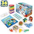Sago Brothers 36 Colors Modeling Clay for Kids, Soft Molding Clay Set for DIY Craft Clay Slime, Ultra Light Air Dry Clay with Modeling Clay Tools & Tutorial Book, Magic Air Clay for Toddlers Children