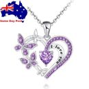 Love Heart Crystal CZ Pendant Necklace  "I Love You"  Silver Chain valentine day