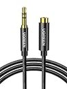 UGREEN Headphone Extension Cable 3.5mm Audio Extension Cord Cable to Female Braided Auxiliary Aux Stereo Jack Cord Wire for iPhone iPad Smartphones Tablets Media Players TV Speaker (6ft, Black)
