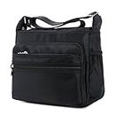XUEREY Women's Multi-Pocket Casual Crossbody Handbags Waterproof Shoulder Nylon Bags (Black)