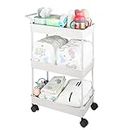 Volnamal Baby Diaper Caddy, Plastic Movable Cart for Newborn Nursery Essentials Diaper Storage Caddy Organizer for Changing Table & Crib, Easy to Assemble, Beige